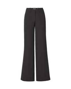 Veronica Beard Black wide-leg trousers with front patch pockets.