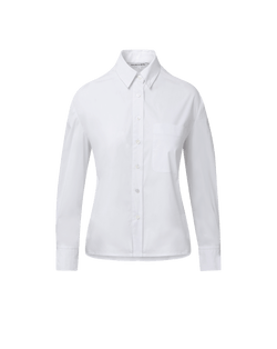 Veronica Beard White cotton button-down shirt with chest pocket.