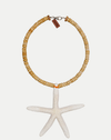 Veronica Beard Wooden beaded necklace with white starfish pendant.