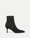 Veronica Beard Black calf hair ankle boot with kitten heel.