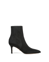 Veronica Beard Black calf hair kitten heel ankle boot.