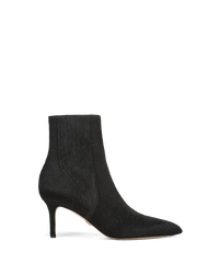 Veronica Beard Black calf hair kitten heel ankle boot.
