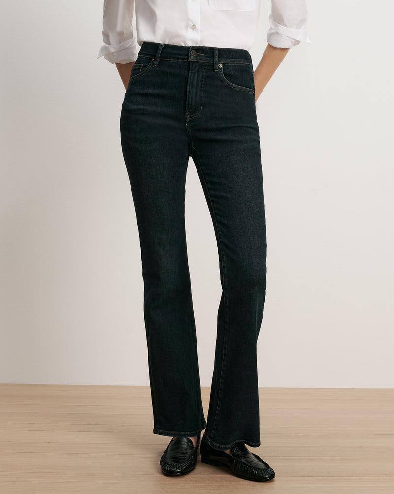 Veronica Beard Dark wash denim flare jeans.