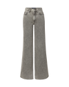 Veronica Beard Grey wide-leg denim jeans with high waist.