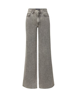 Veronica Beard Grey wide-leg denim jeans with high waist.