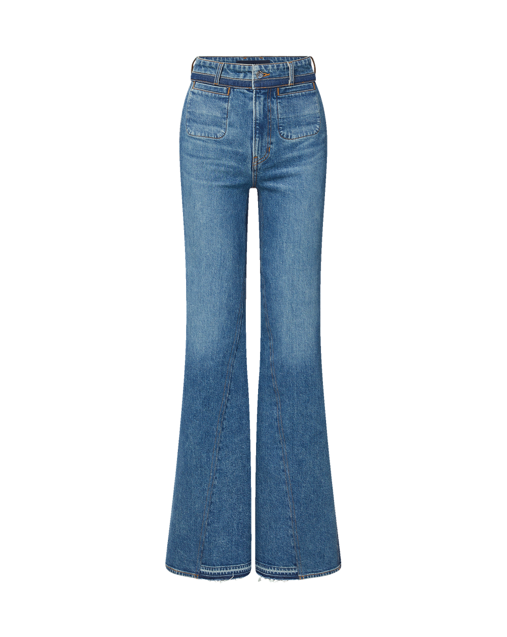 Crosbie Color-Block Slim Wide-Leg Jean in Blue | Veronica Beard