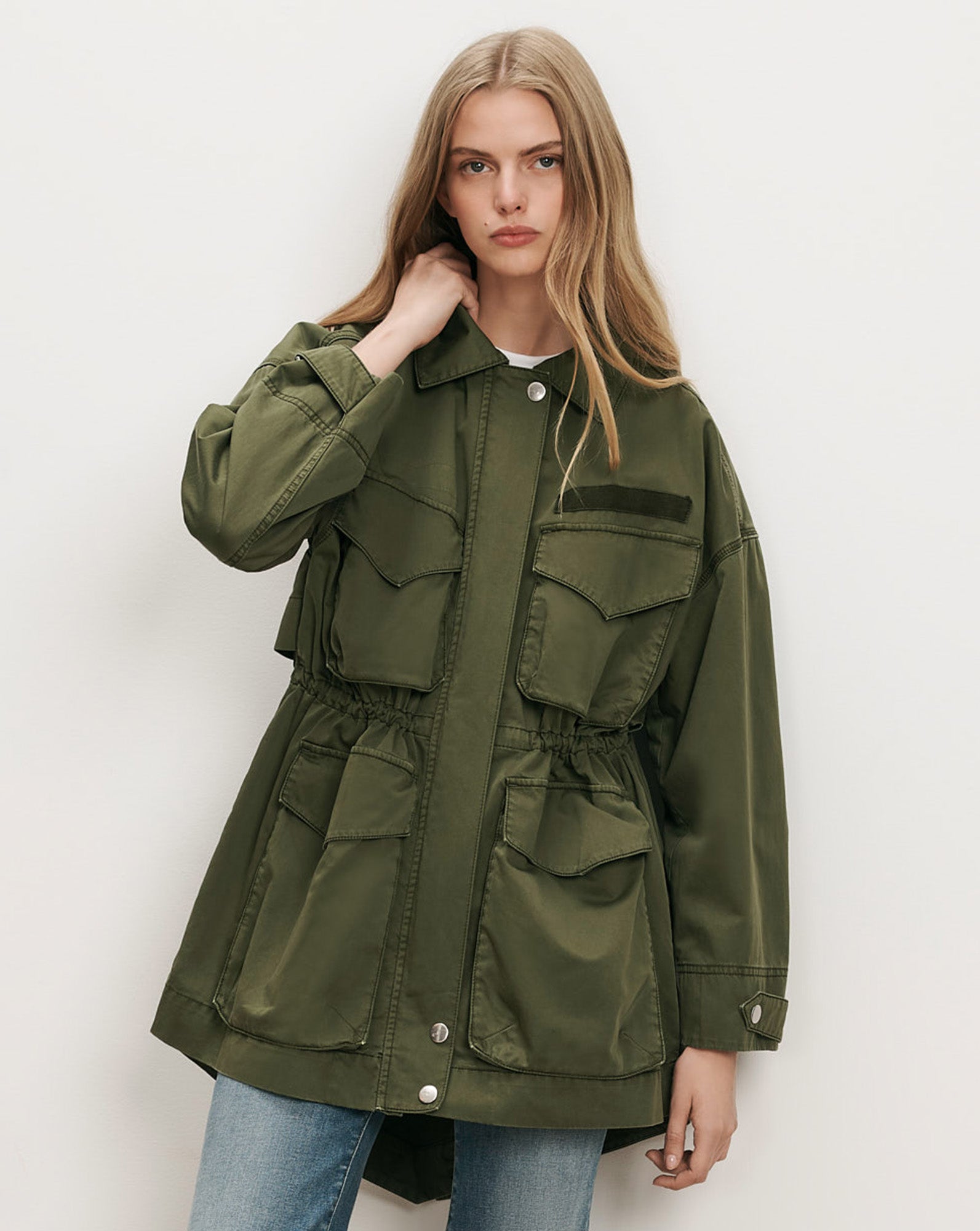 Harwin Utility Jacket in Army Green | Veronica Beard