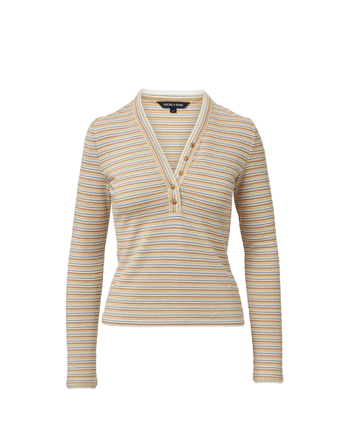 Faelan Striped Henley Shirt in Off-White | Veronica Beard
