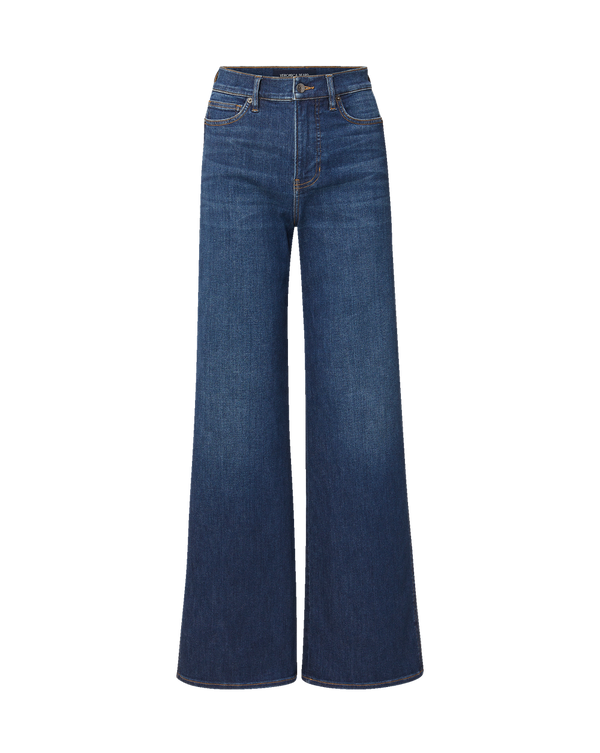 Veronica Beard Blue denim wide-leg jeans with a high waist.