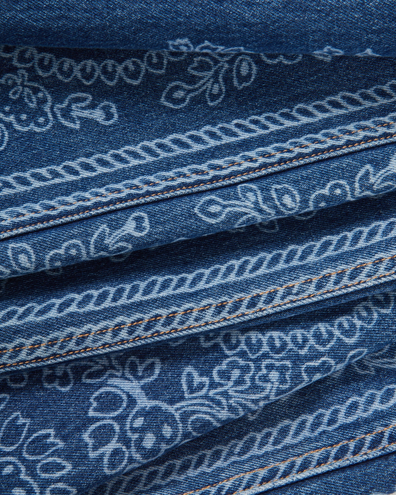 Veronica Beard Blue denim jeans with white bandana print.