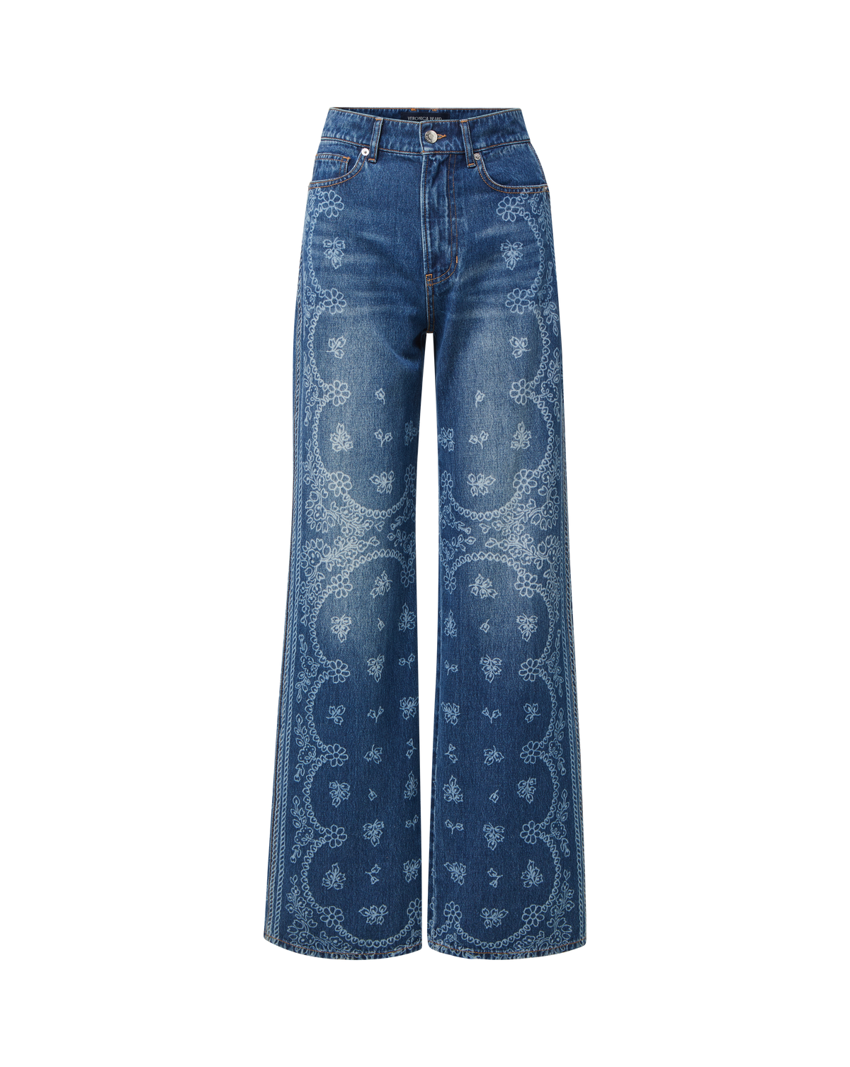 Taylor Bandana Print Wide-Leg Jean in Indigo Blue Indigo Bandana