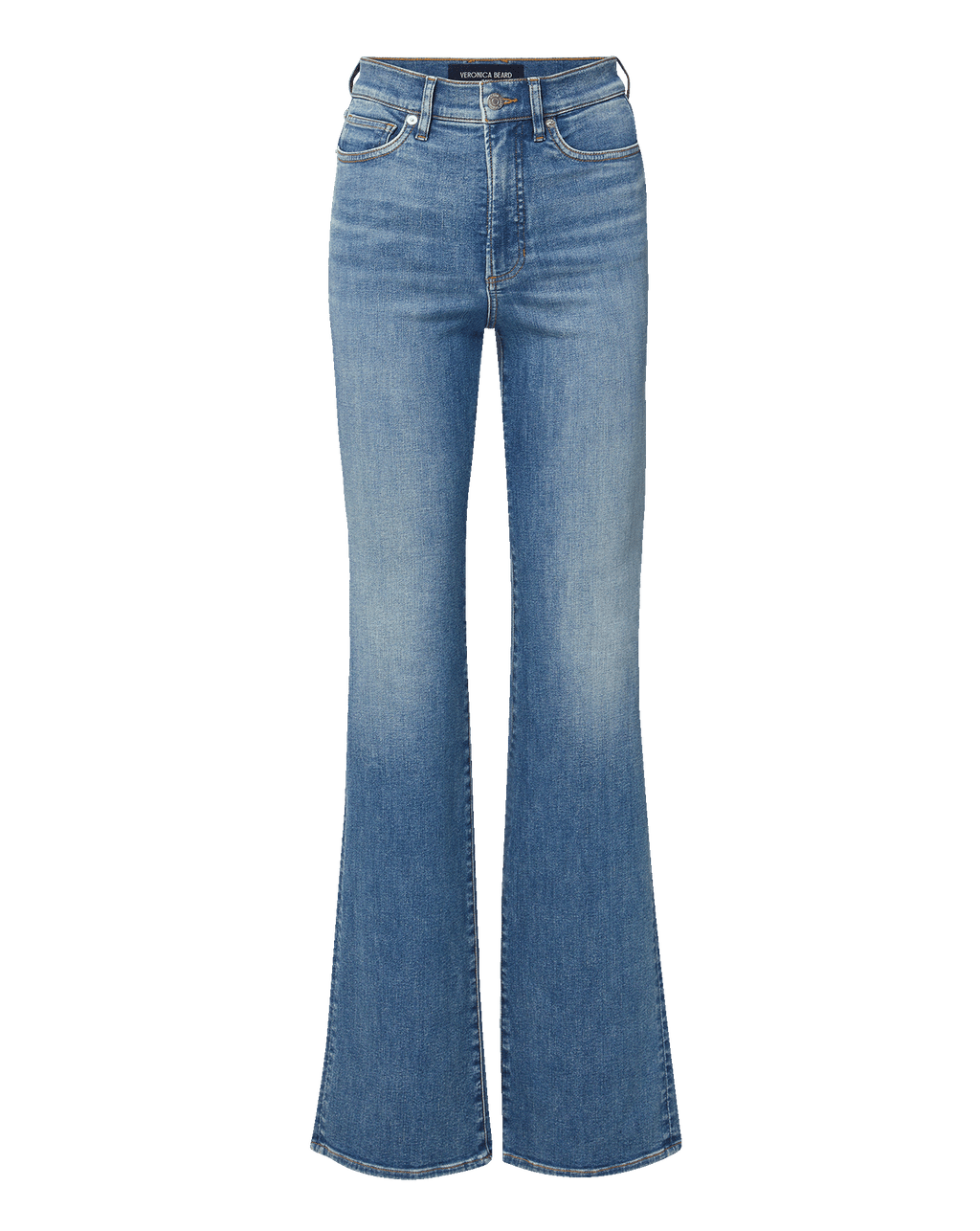 Veronica Beard Blue denim flared jeans with a high waist.