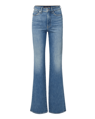 Veronica Beard Blue denim flared jeans with a high waist.