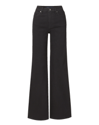 Veronica Beard Black denim wide-leg jeans with high waist.
