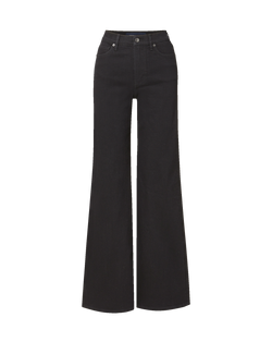 Veronica Beard Black denim wide-leg jeans with high waist.
