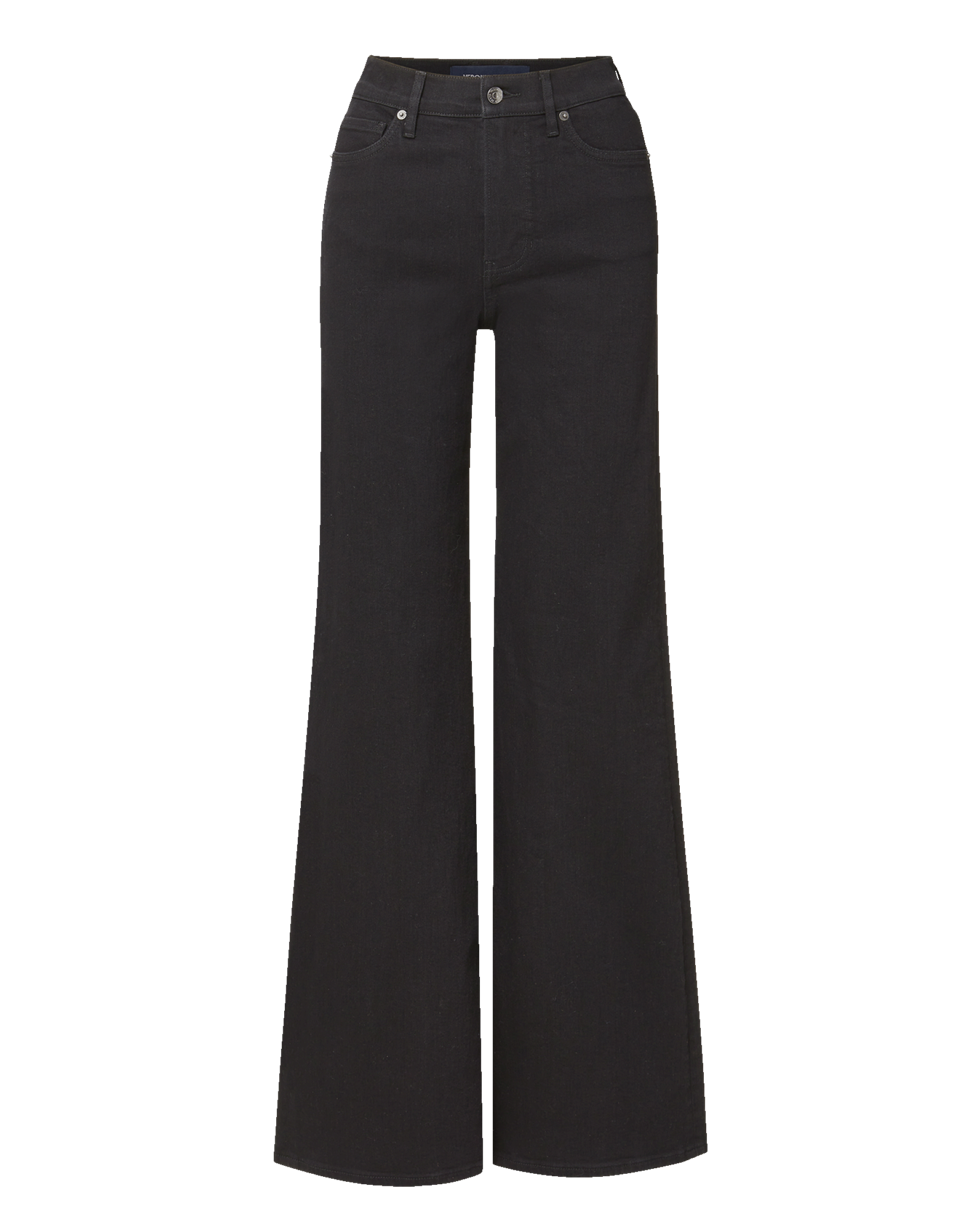 Veronica Beard Black denim wide-leg jeans with high waist.