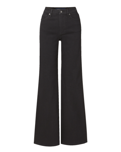 Veronica Beard Black denim wide-leg jeans with high waist.