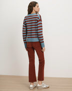 Veronica Beard Blue and brown striped knit sweater