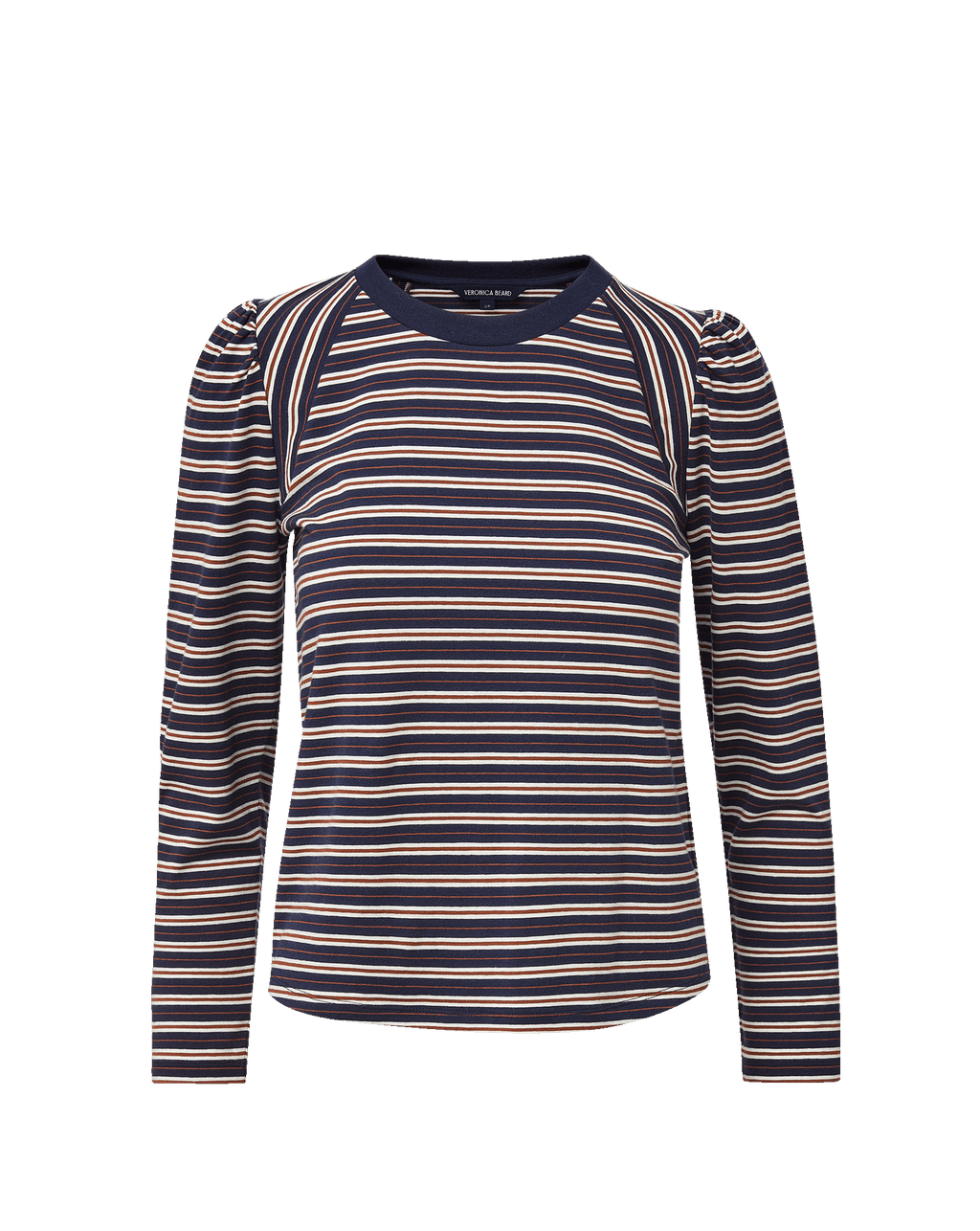 Veronica Beard Navy striped long-sleeve top with puffed shoulders