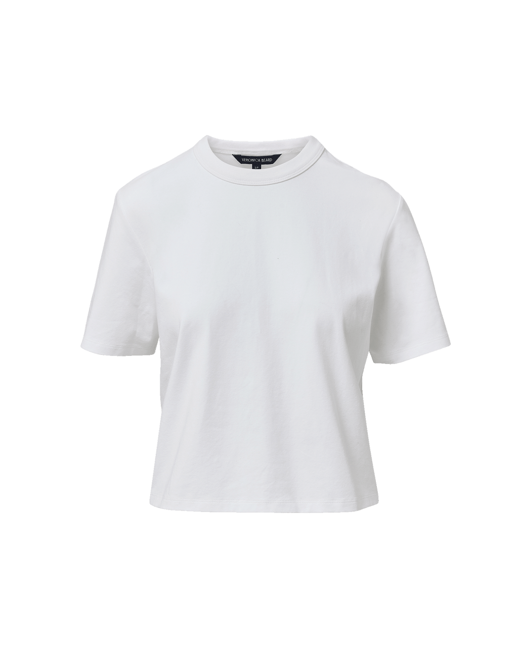 Veronica Beard White cotton crewneck t-shirt with short sleeves.