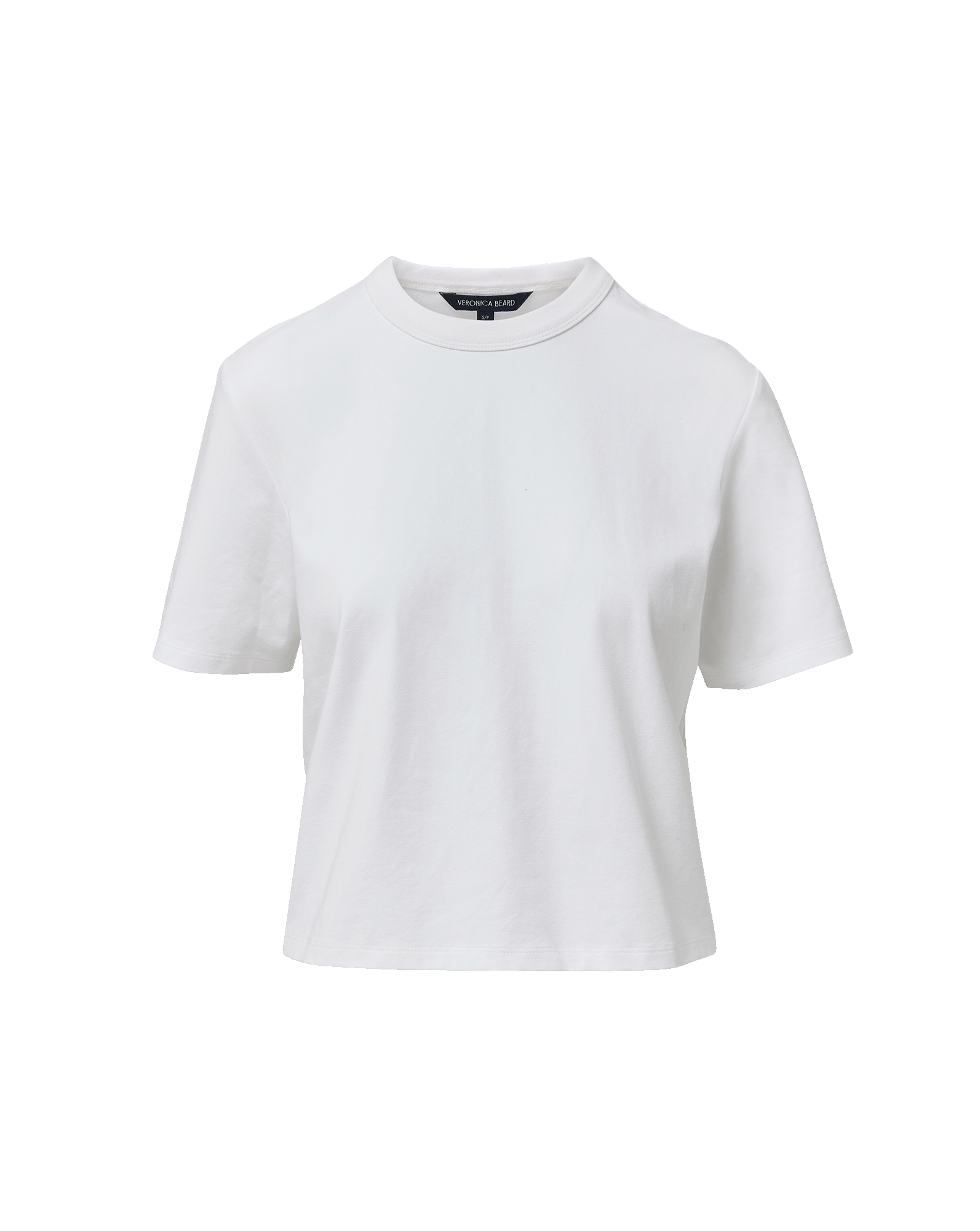 Veronica Beard White cotton crewneck t-shirt with short sleeves.