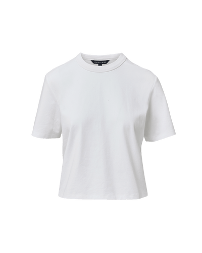 Veronica Beard White cotton crewneck t-shirt with short sleeves.