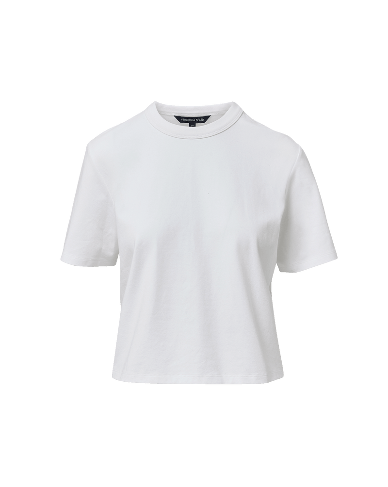 Veronica Beard White cotton crewneck t-shirt with short sleeves.
