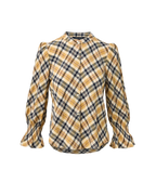 Veronica Beard Plaid blouse with ruffled cuffs