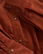 Veronica Beard Brown corduroy shirt with snap buttons.