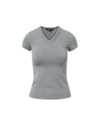 Veronica Beard Gray V-neck short-sleeve fitted t-shirt
