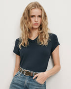 Veronica Beard Navy blue V-neck t-shirt