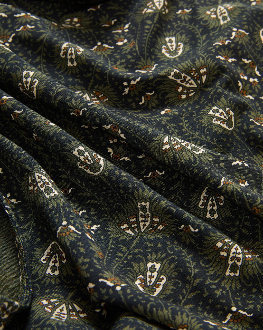 Veronica Beard Dark green floral print fabric.