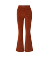 Veronica Beard Brown corduroy flared pants with button closure.