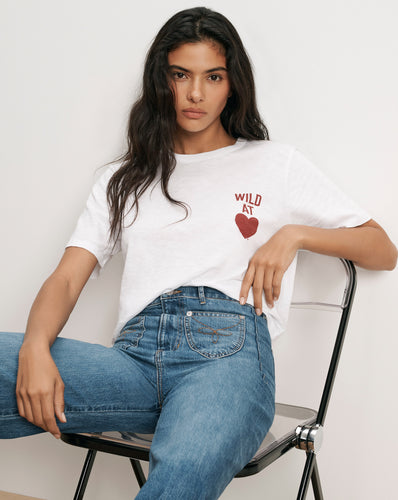 Veronica Beard White t-shirt with "WILD AT HEART" graphic.