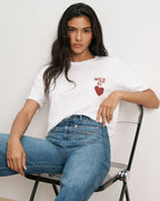Veronica Beard White t-shirt with "WILD AT HEART" graphic.