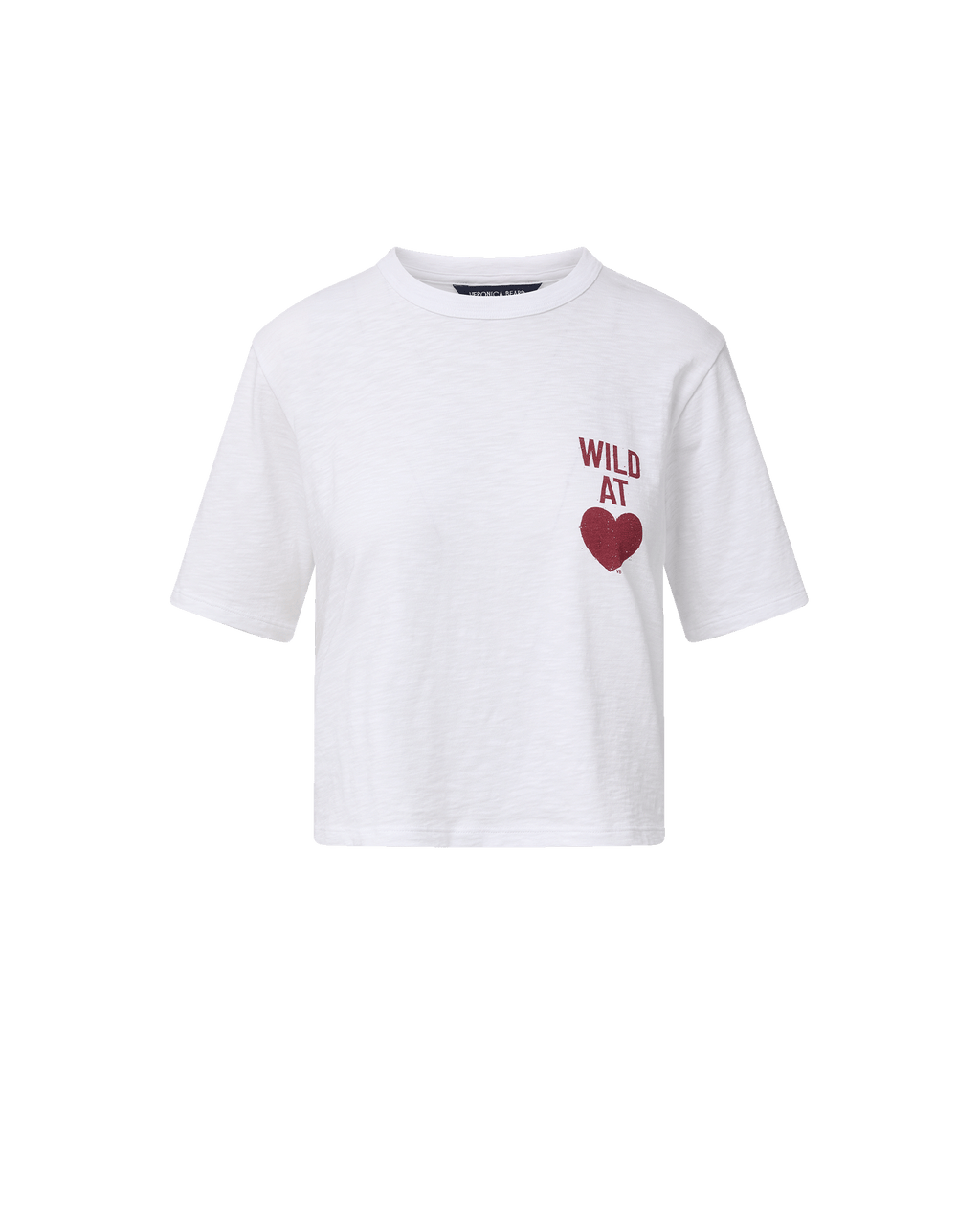 Veronica Beard White cotton graphic tee with red heart detail.
