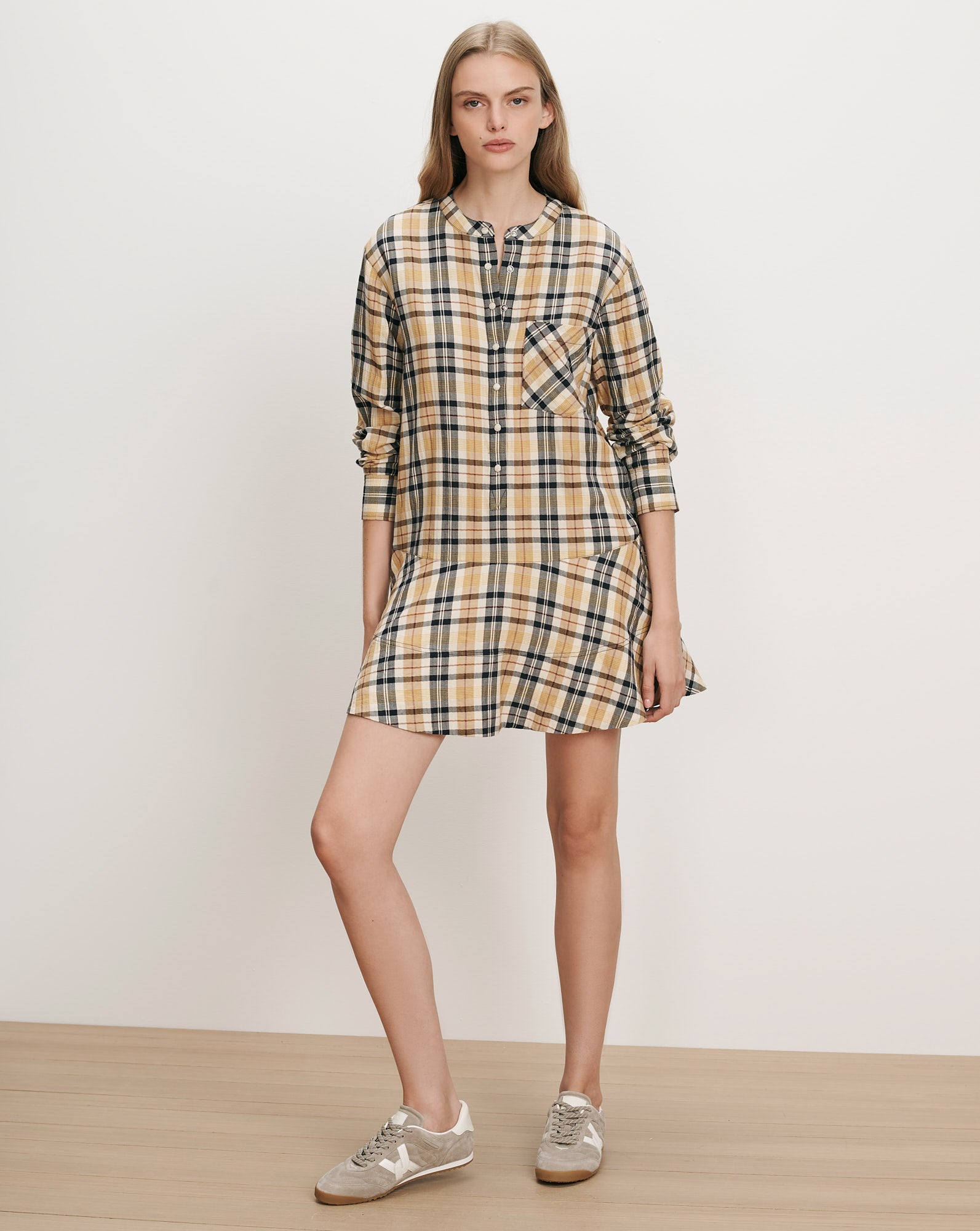 Corin Plaid Mini Dress in Acorn Multi | Veronica Beard
