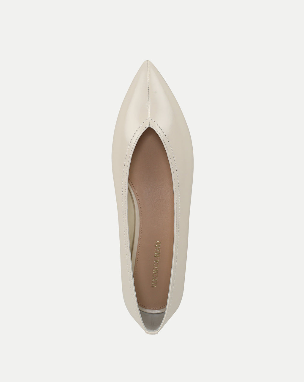 Veronica Beard Cream leather pointed-toe flat with a V-cut vamp.