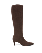 Veronica Beard Brown suede knee-high boots with a kitten heel.