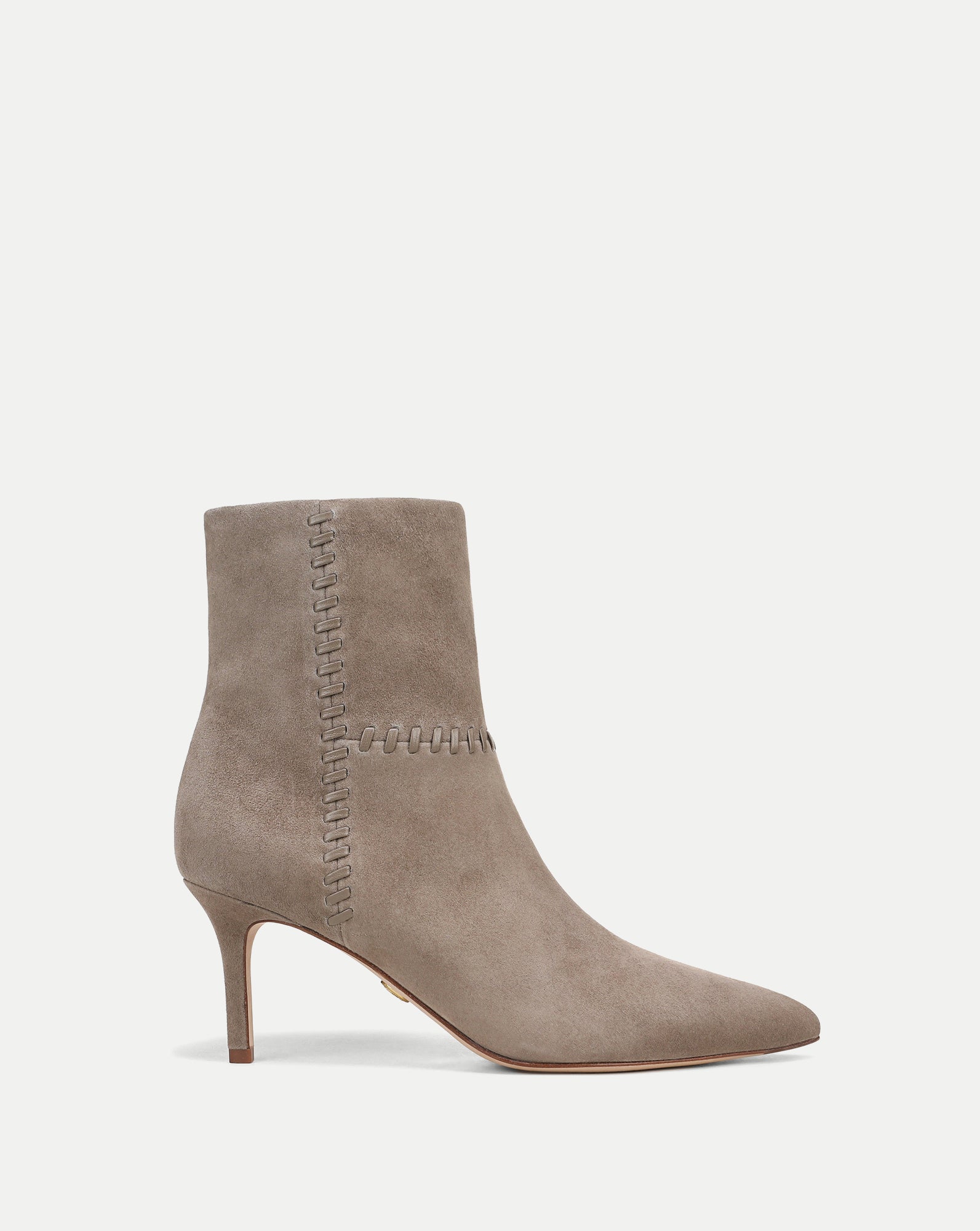 Lisa Whipstitch Mid-Heel Ankle Boot in Bark | Veronica Beard