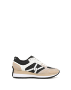Veronica Beard Beige and white sneakers with black accents.