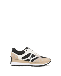 Veronica Beard Beige and white sneakers with black accents.