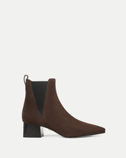 Veronica Beard Brown suede Chelsea boots with a pointed toe.