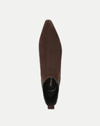 Veronica Beard Brown suede Chelsea boot with pointed toe.