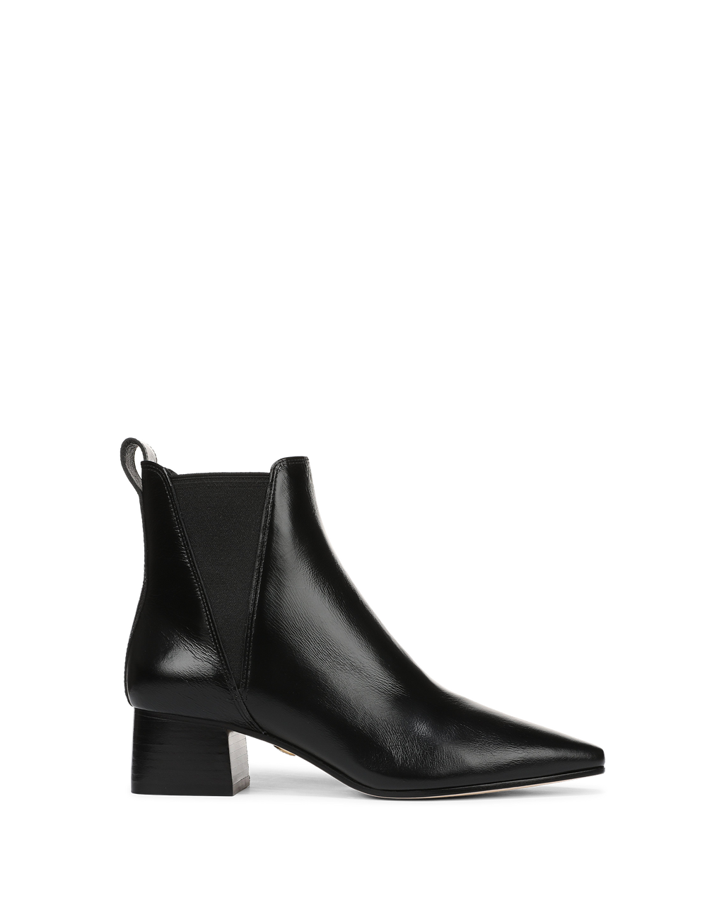 Veronica Beard Black leather Chelsea boots with a pointed toe.