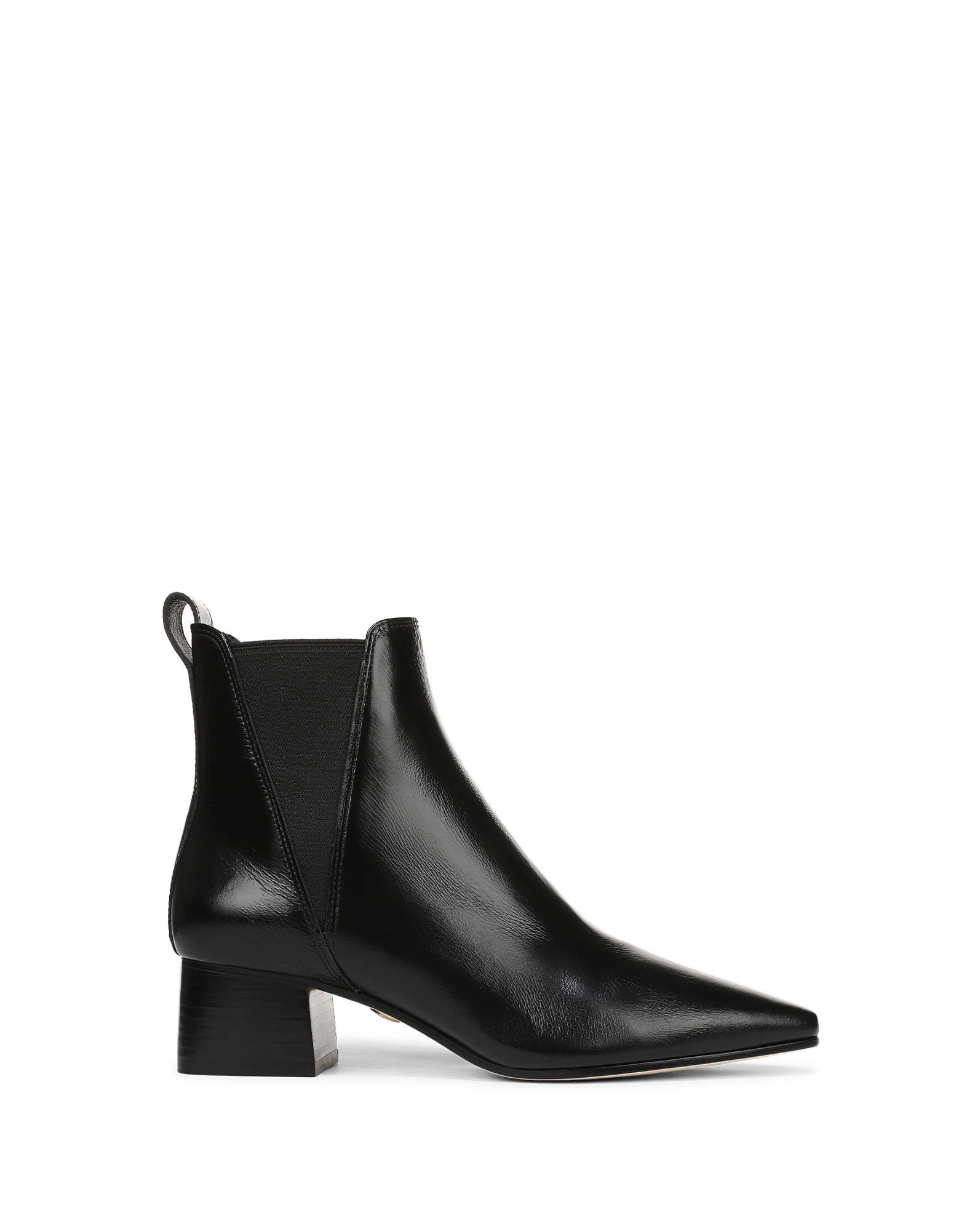 Veronica Beard Black leather Chelsea boots with a pointed toe.