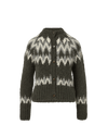 Veronica Beard Olive green and grey patterned knit cardigan.