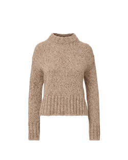 Veronica Beard Beige knit sweater with mock neck.