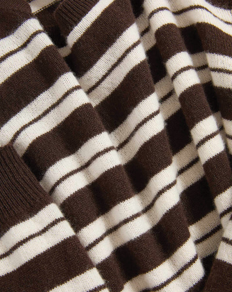 Veronica Beard Brown and white striped knit sweater