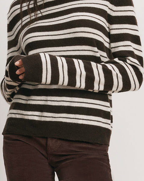 Veronica Beard Brown and white striped sweater